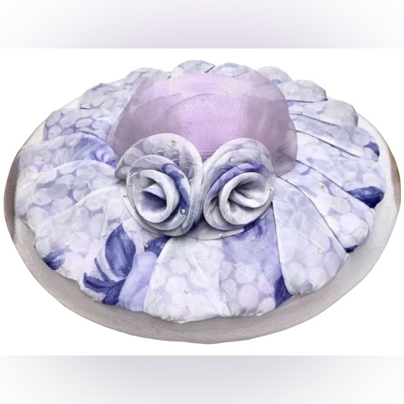 Ms Divine Purple Lavender Lilac Wide Brim Church Hat Derby Hat - Picture 4 of 8